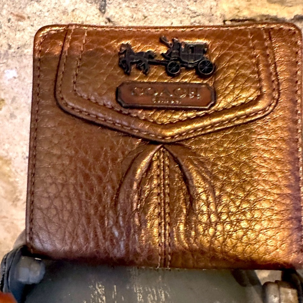 Rare Vintage Madison Mini bifold with snap closure wallet in Bronze
